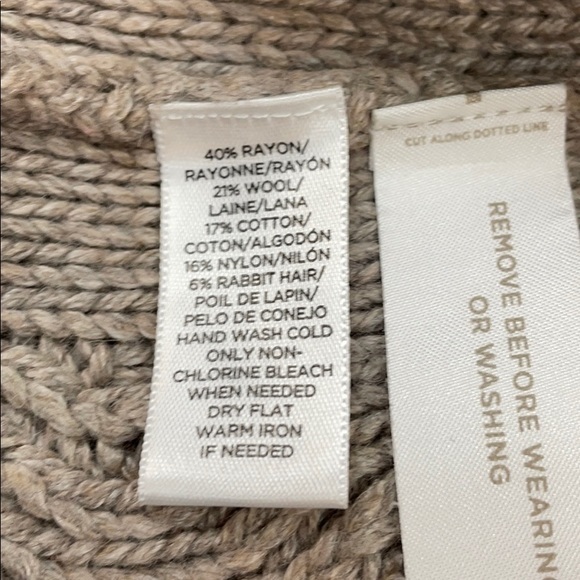 LOFT Tan Wool Blend Cable Knit Sweater w Bateau Neckline, Size Large - Picture 10 of 12